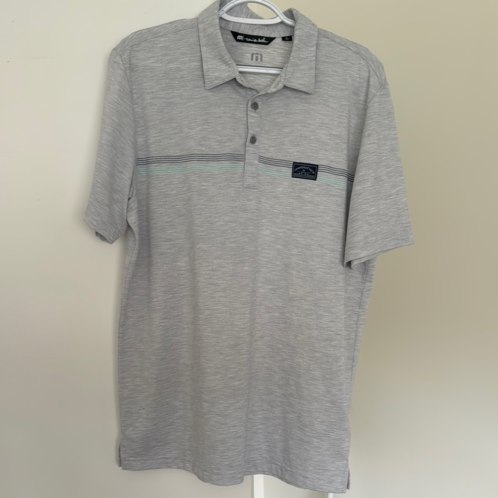 Travis Mathew Gray Polo Shirt with Textured Knit